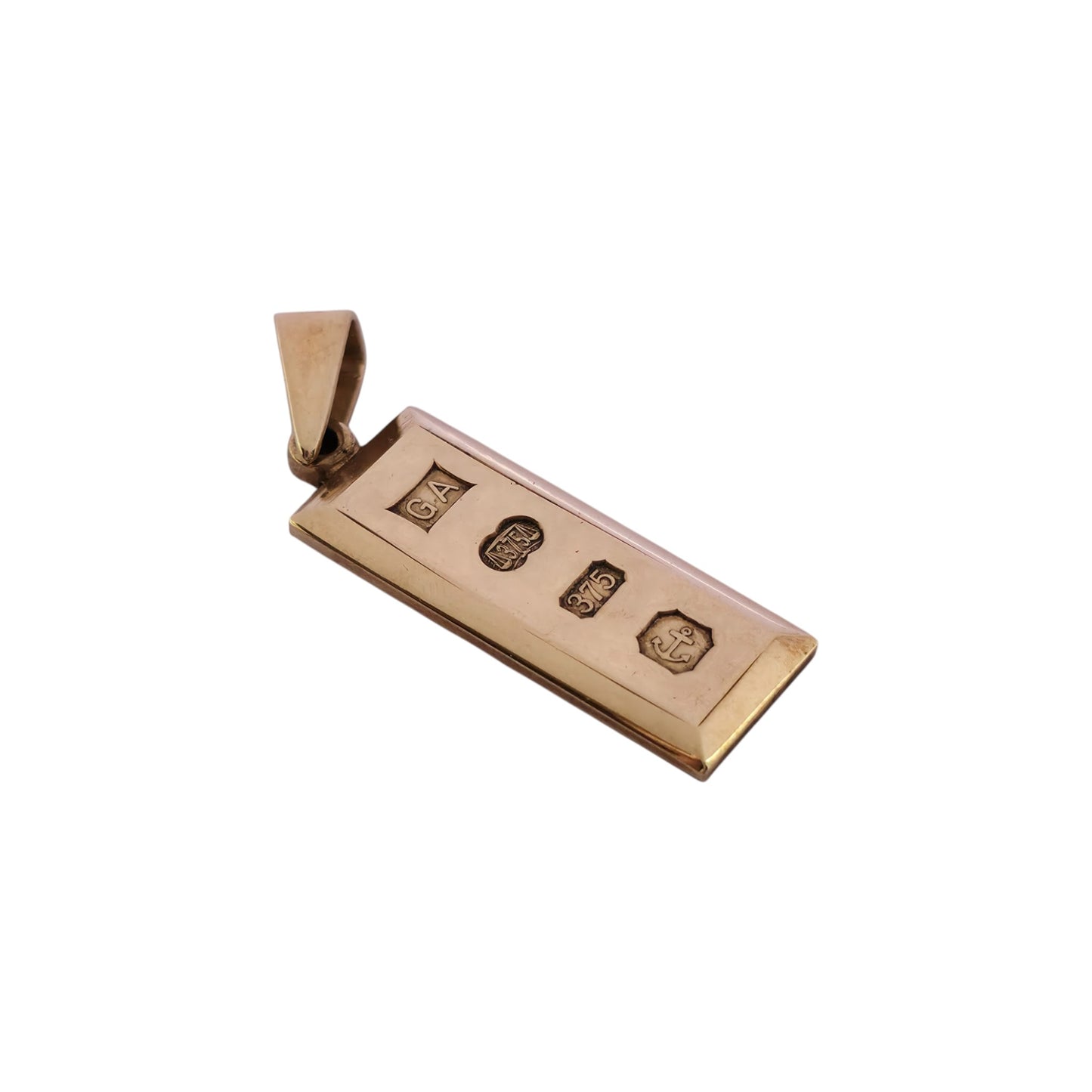 9ct 375 Yellow Gold Ingot Pendant L 2.7 cm 8.4 g.