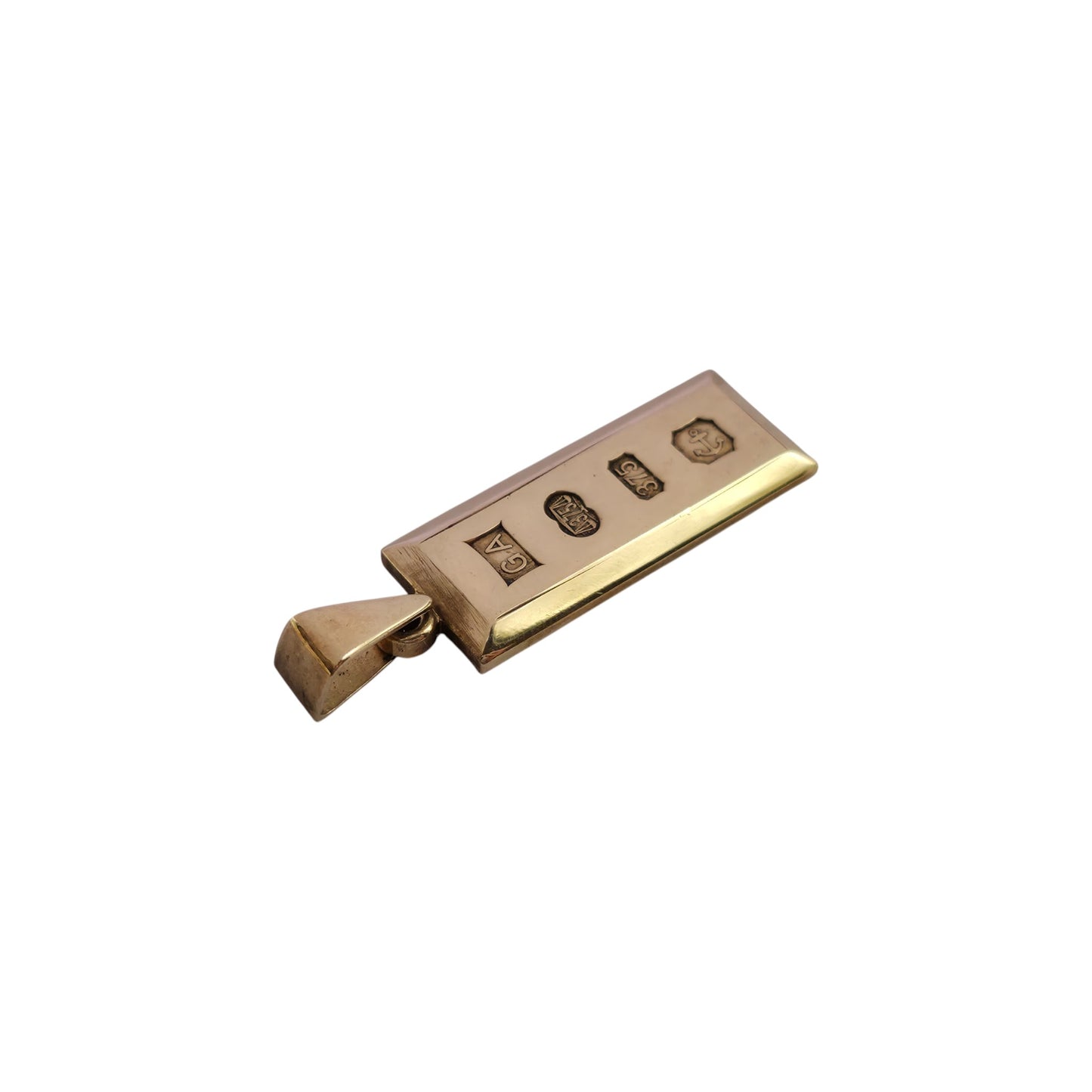 9ct 375 Yellow Gold Ingot Pendant L 2.7 cm 8.4 g.