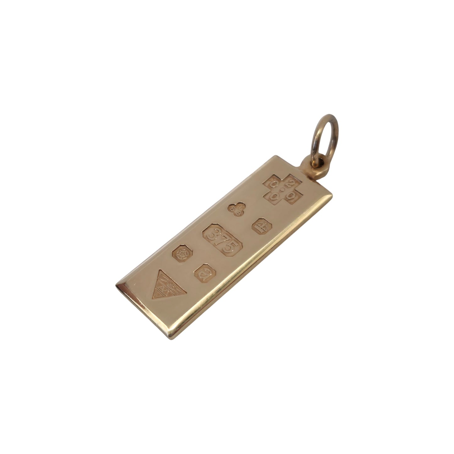 Millennium Hallmark 9ct 375 Yellow Gold Ingot Pendant L 3.3 cm 8.1 g.