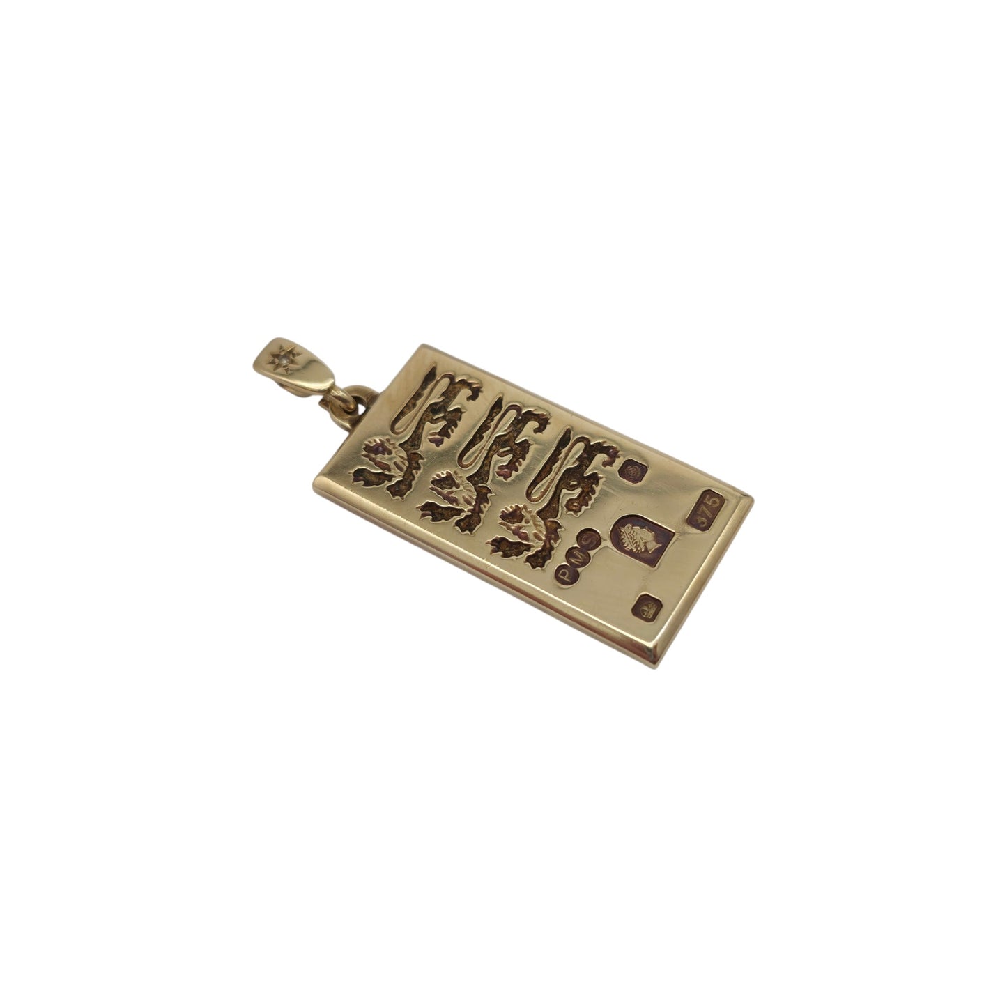 Limited Edition 9ct 375 Yellow Gold Ingot Pendant With Diamond Bail L 2.8 cm 8.2 g.