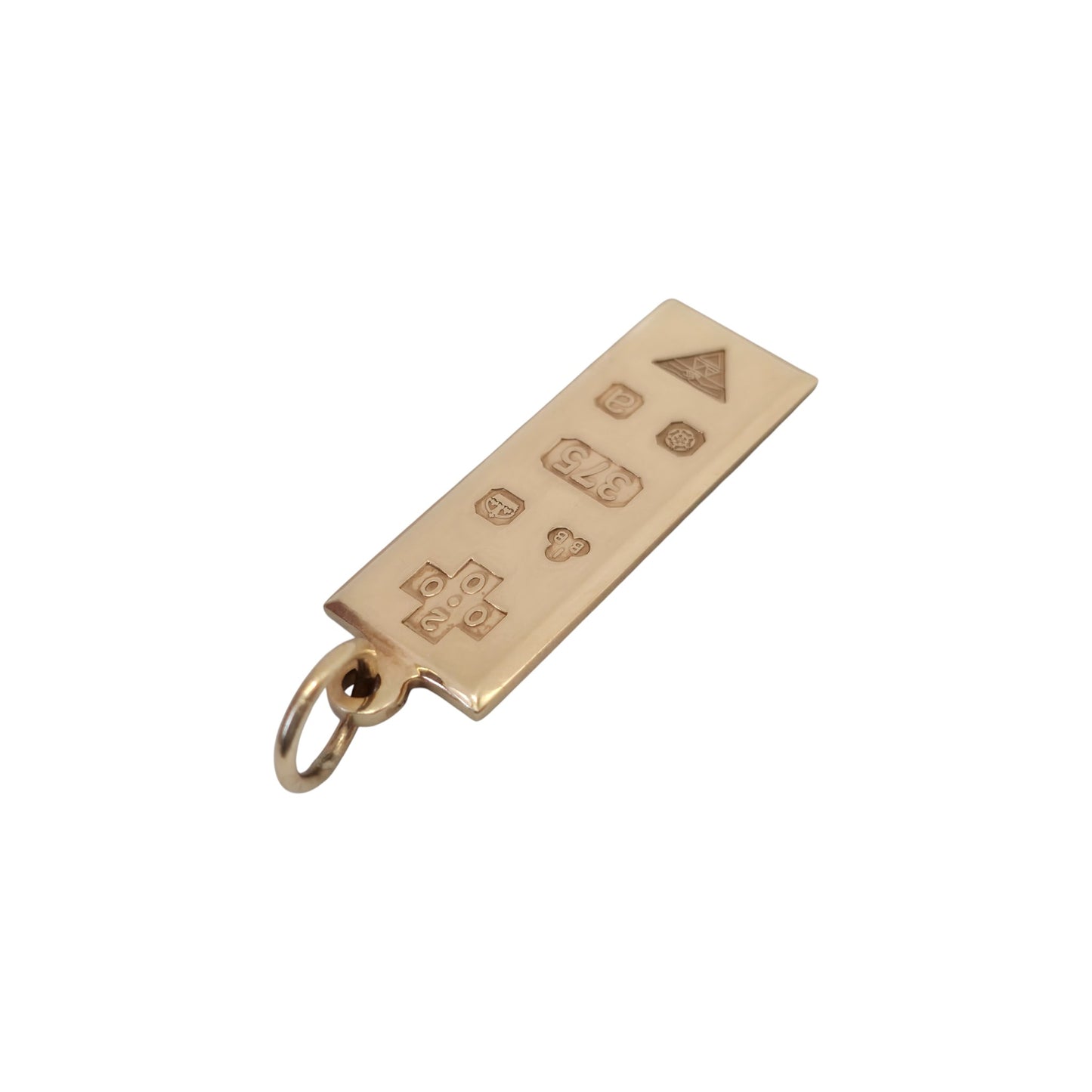 Millennium Hallmark 9ct 375 Yellow Gold Ingot Pendant L 3.3 cm 8.1 g.