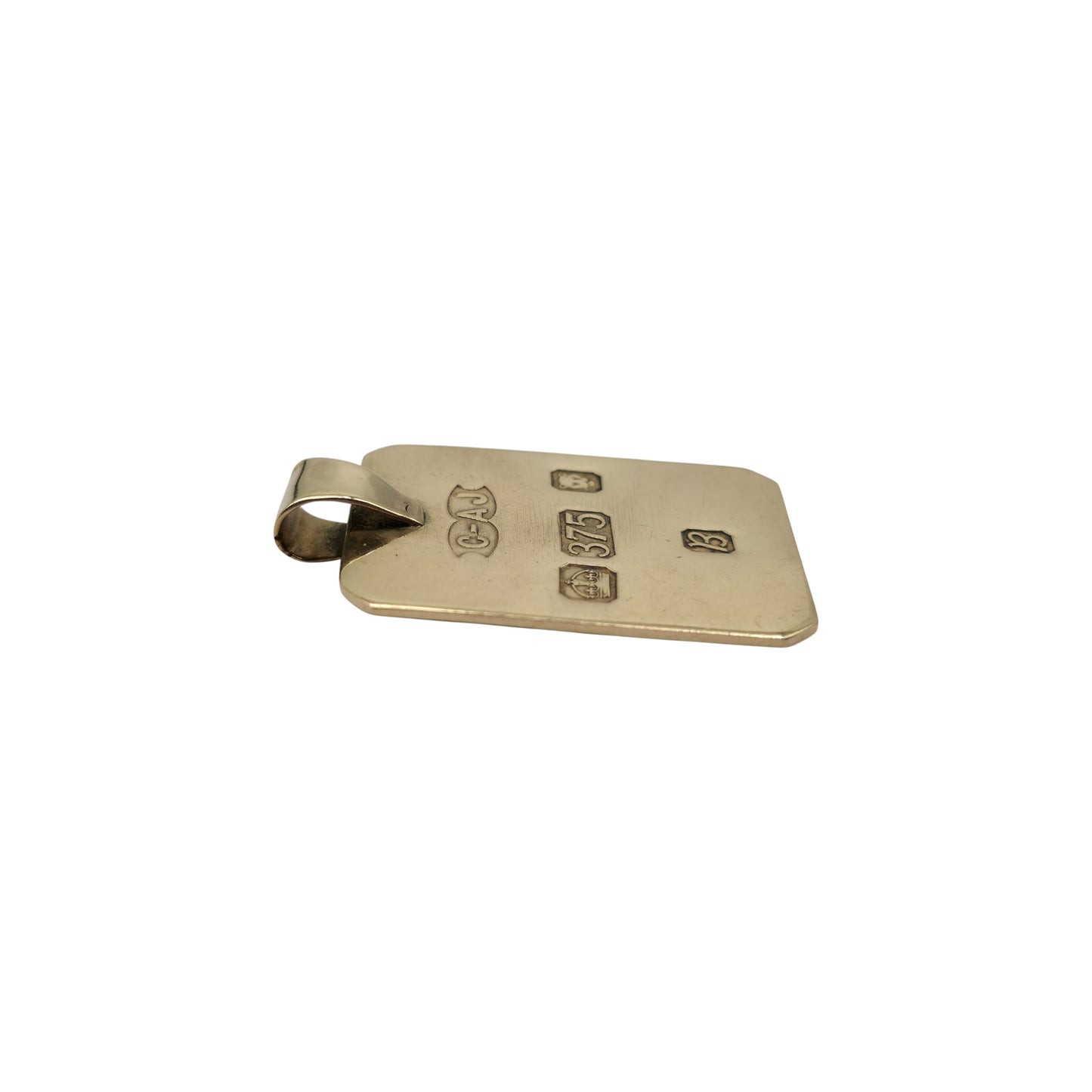 9ct 375 Yellow Gold Ingot Pendant 1976 L 3.0 cm 8.4 g.