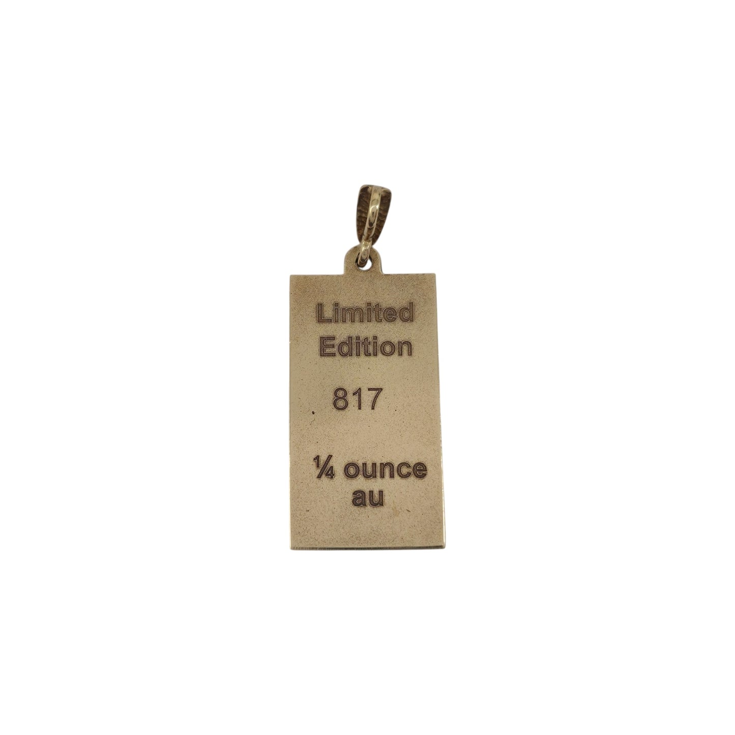 Limited Edition 9ct 375 Yellow Gold Ingot Pendant With Diamond Bail L 2.8 cm 8.2 g.