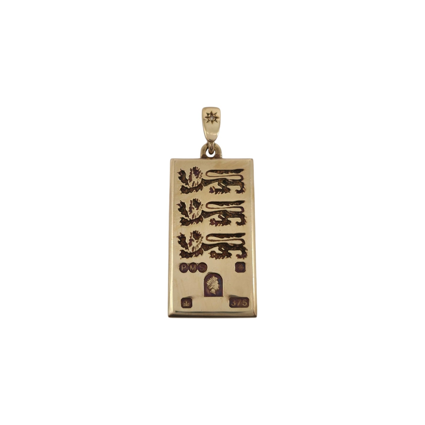 Limited Edition 9ct 375 Yellow Gold Ingot Pendant With Diamond Bail L 2.8 cm 8.2 g.