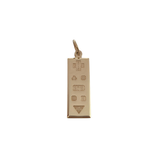 9ct 375 Yellow Gold Millennium Hallmark Ingot Pendant 2000 L 3.3 cm 8.2 g.