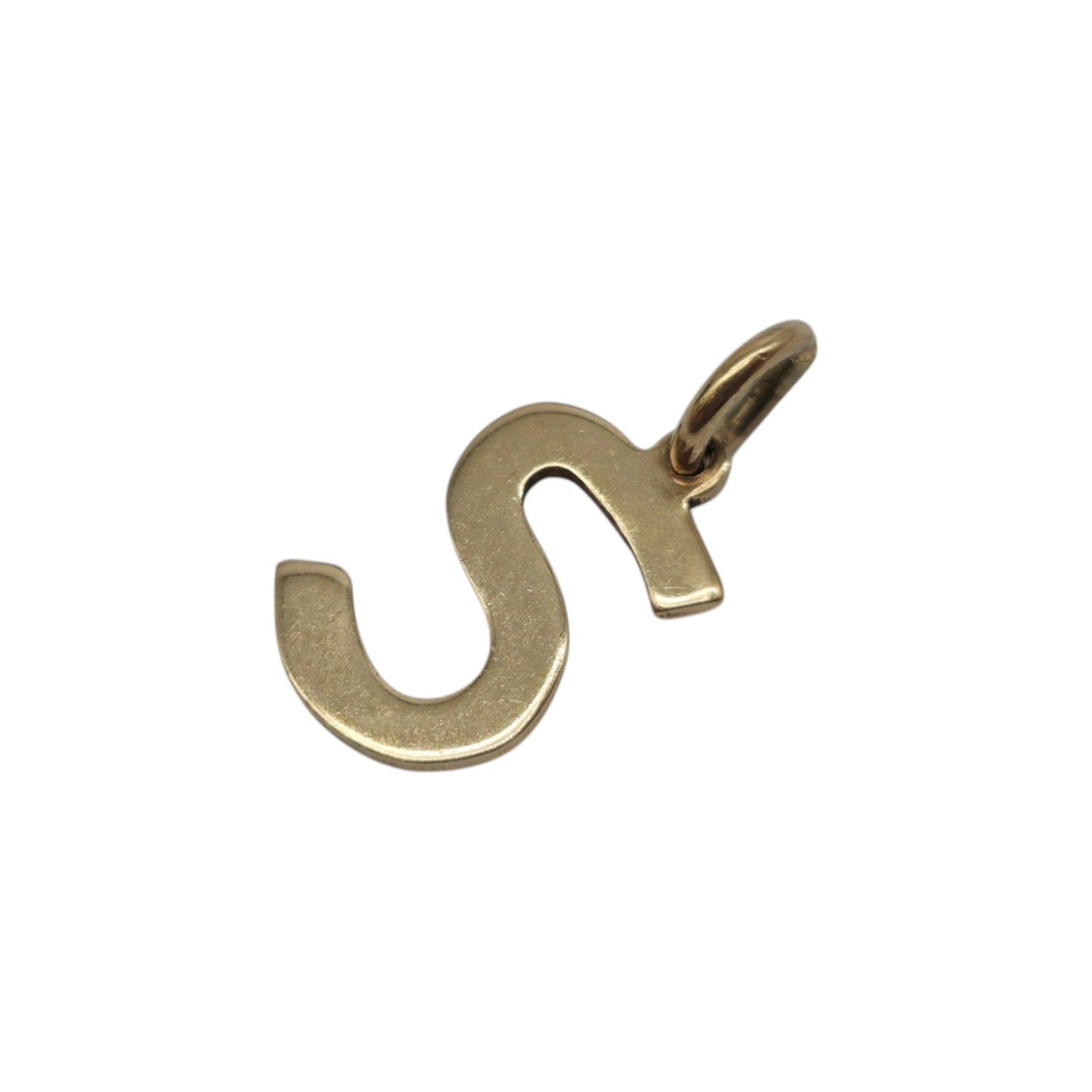 9ct 375 Yellow Gold Initial "S" Letter Charm c.1977 L 1.1 cm 0.5 g.
