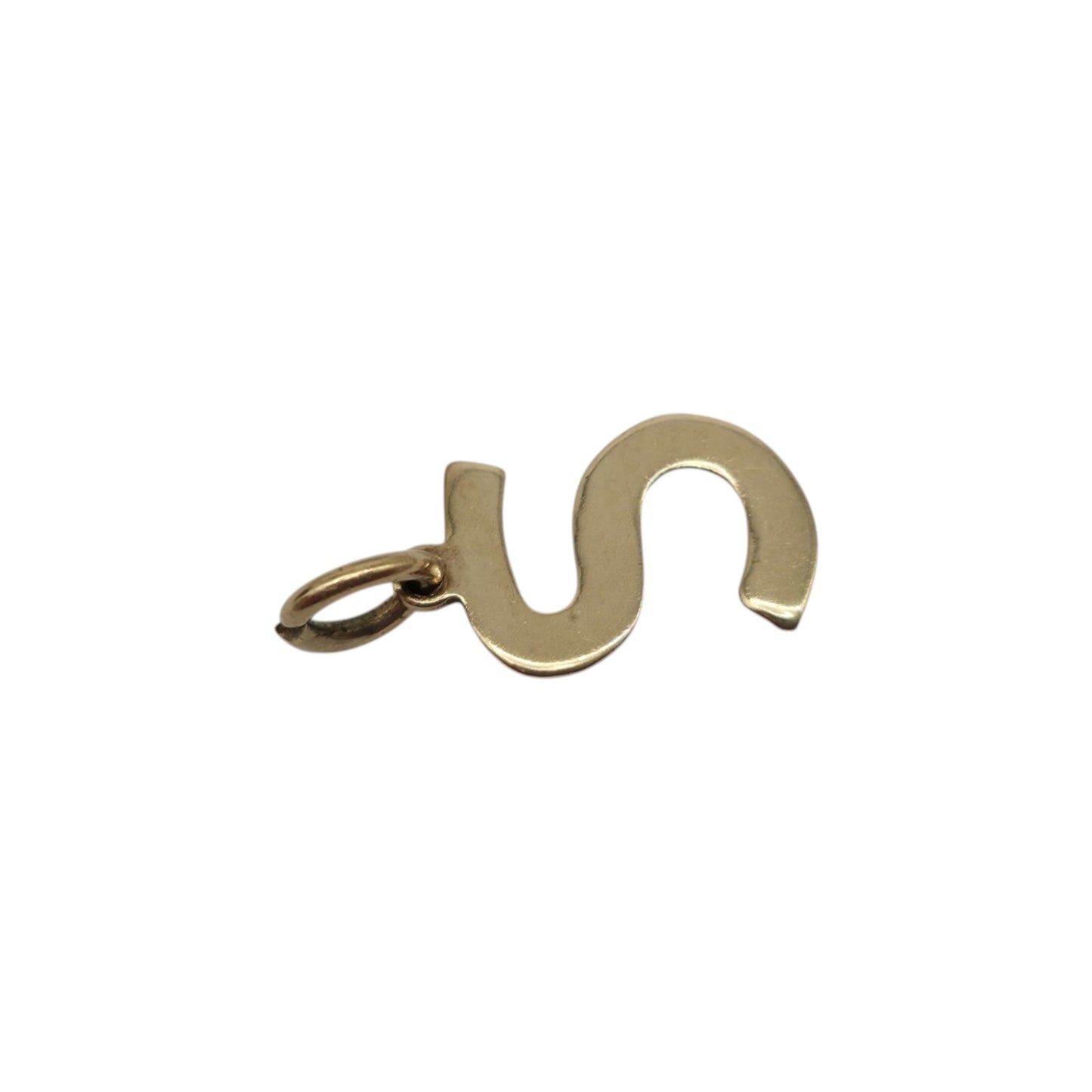 9ct 375 Yellow Gold Initial "S" Letter Charm c.1977 L 1.1 cm 0.5 g.
