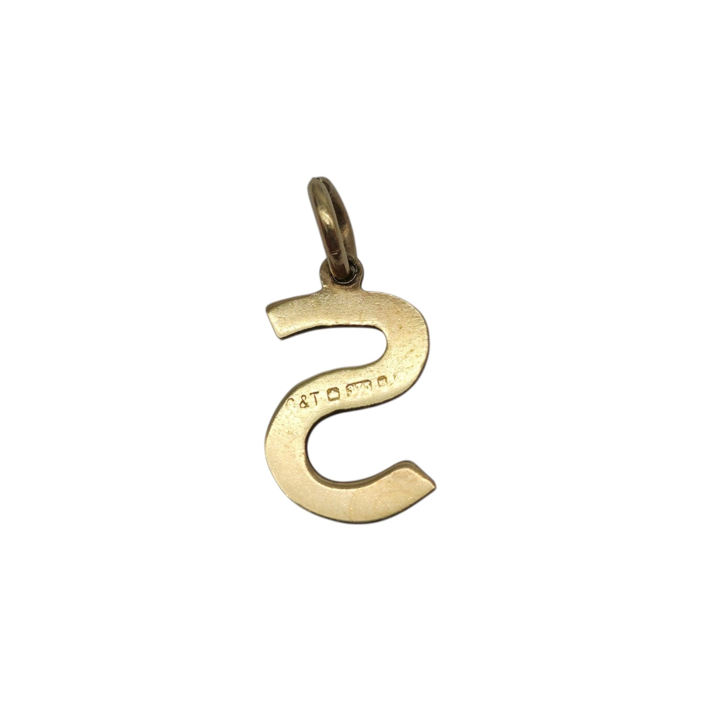 9ct 375 Yellow Gold Initial "S" Letter Charm c.1977 L 1.1 cm 0.5 g.
