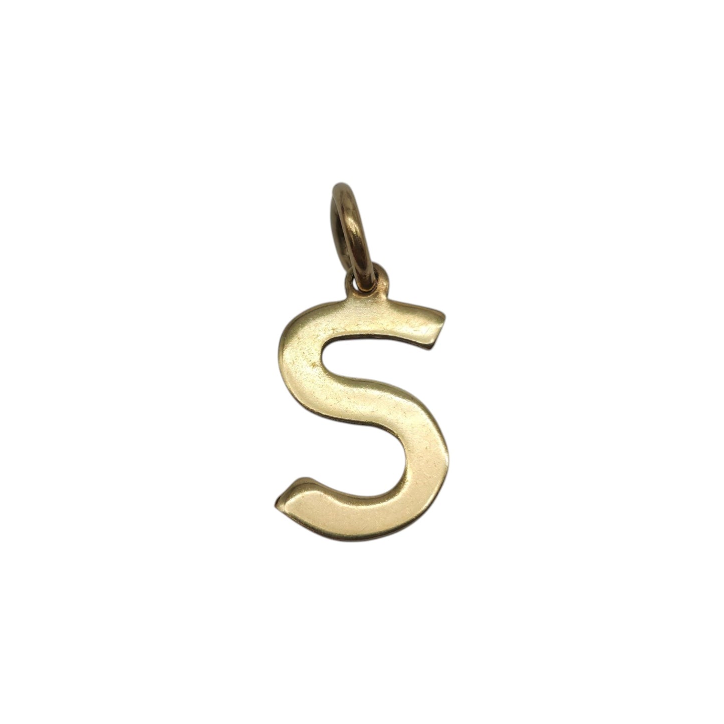 9ct 375 Yellow Gold Initial "S" Letter Charm c.1977 L 1.1 cm 0.5 g.