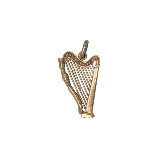 9ct 375 Yellow Gold irish Harp Charm