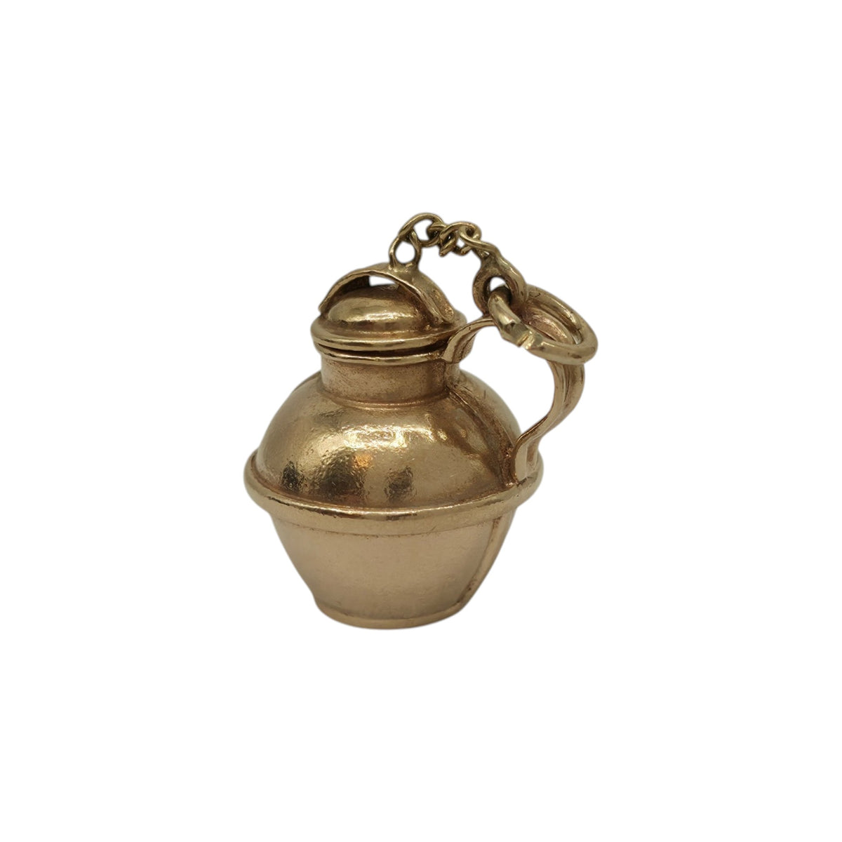 9ct 375 Yellow Gold Jersey Jug Opening Charm 1971 L 1.5 cm 3.8 g.