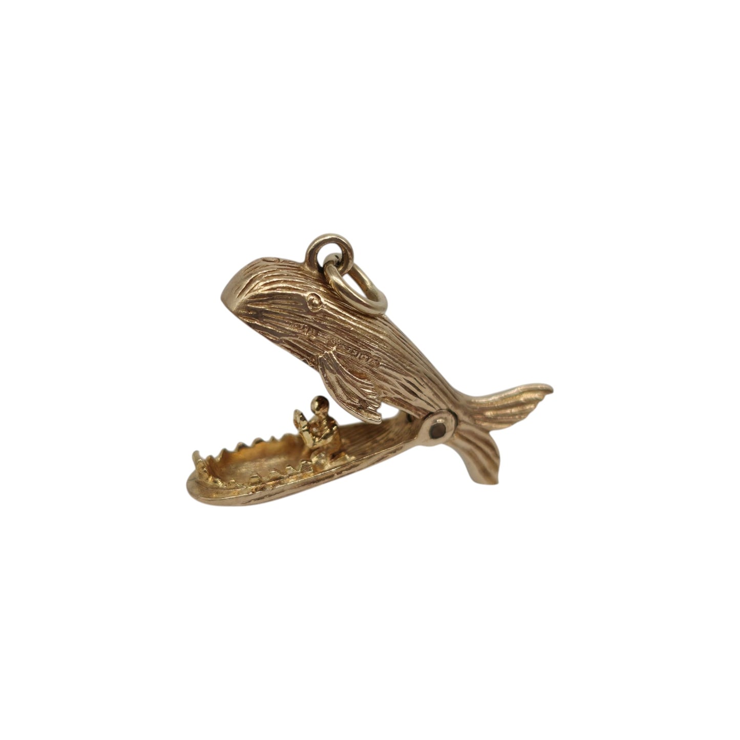 9ct 375 Yellow Gold Jonah And The Whale Opening Charm 1959 L 2.1 cm 2.3 g.