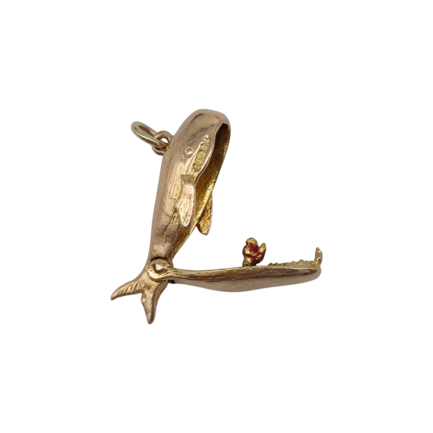 9ct 375 Yellow Gold Jonah And The Whale Opening Charm 1957 L 2.2 cm 3.0 g.