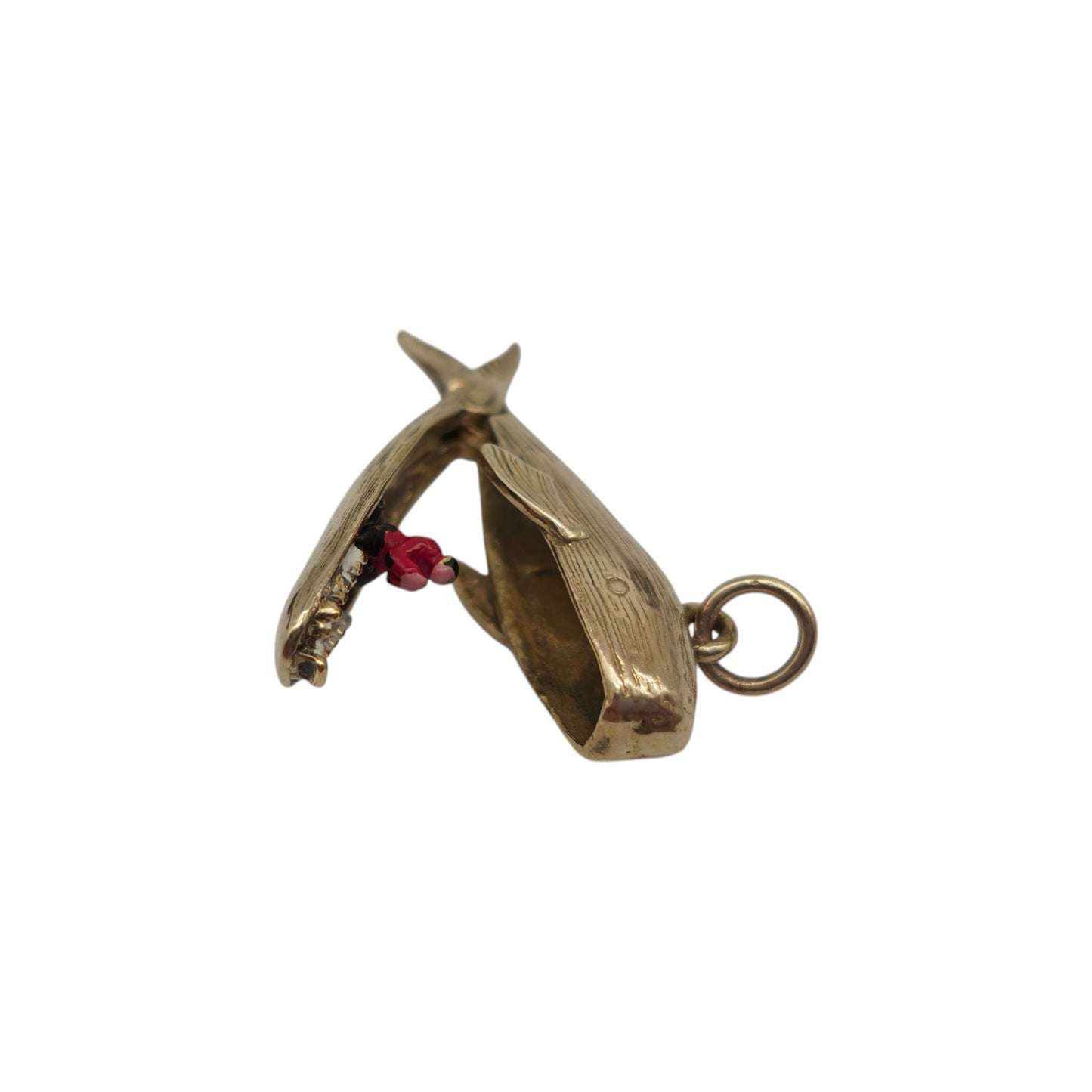 9ct 375 Yellow Gold & Enamel Jonah & The Whale Opening Charm 1955 L 2.3 cm 2.6 g.