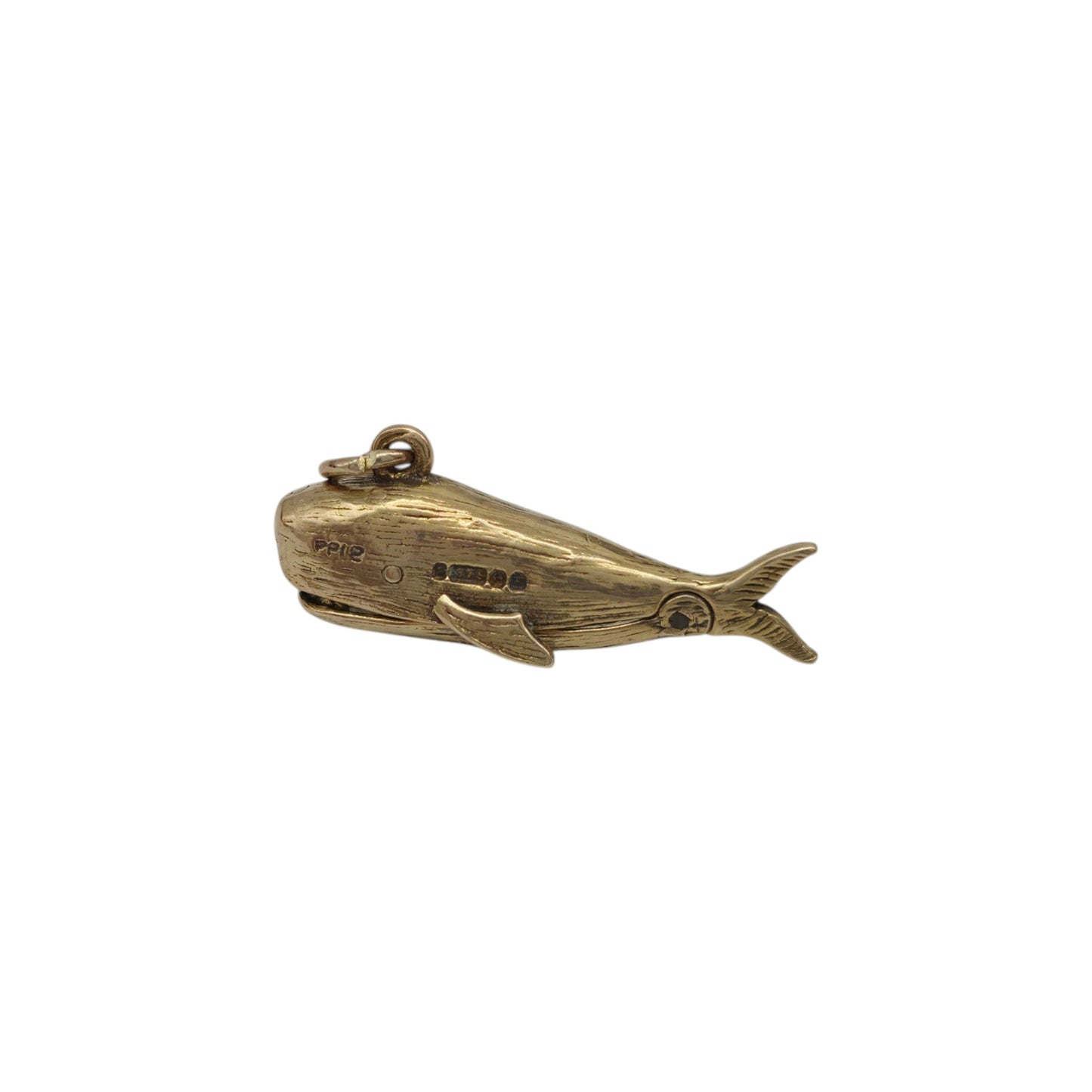 9ct 375 Yellow Gold & Enamel Jonah & The Whale Opening Charm 1955 L 2.3 cm 2.6 g.