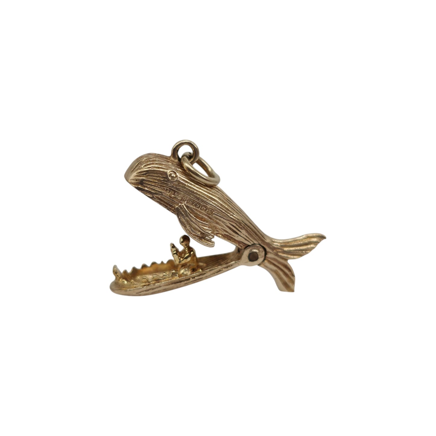 9ct 375 Yellow Gold Jonah And The Whale Opening Charm 1959 L 2.1 cm 2.3 g.