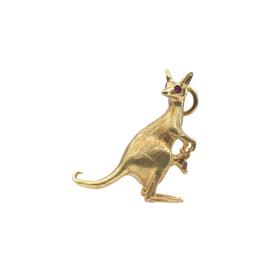 Georg Jensen 9ct 375 Yellow Gold Kangaroo & Joey Charm 1970 L 2.4 cm 4.5 g.