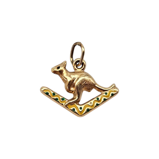 9ct Yellow Gold Kangaroo Charm L 1.8 cm 0.8 g.