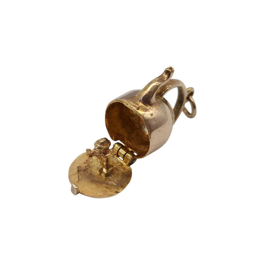 pre-owned 9ct gold Man Inside Kettle Opening Charm.