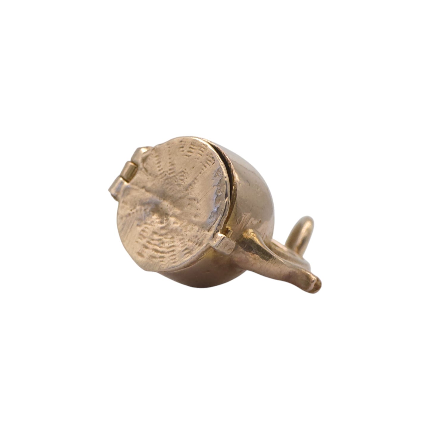 9ct 375 Yellow Gold Man Inside Kettle Opening Charm 1971 L 1.4 cm 3.8 g.