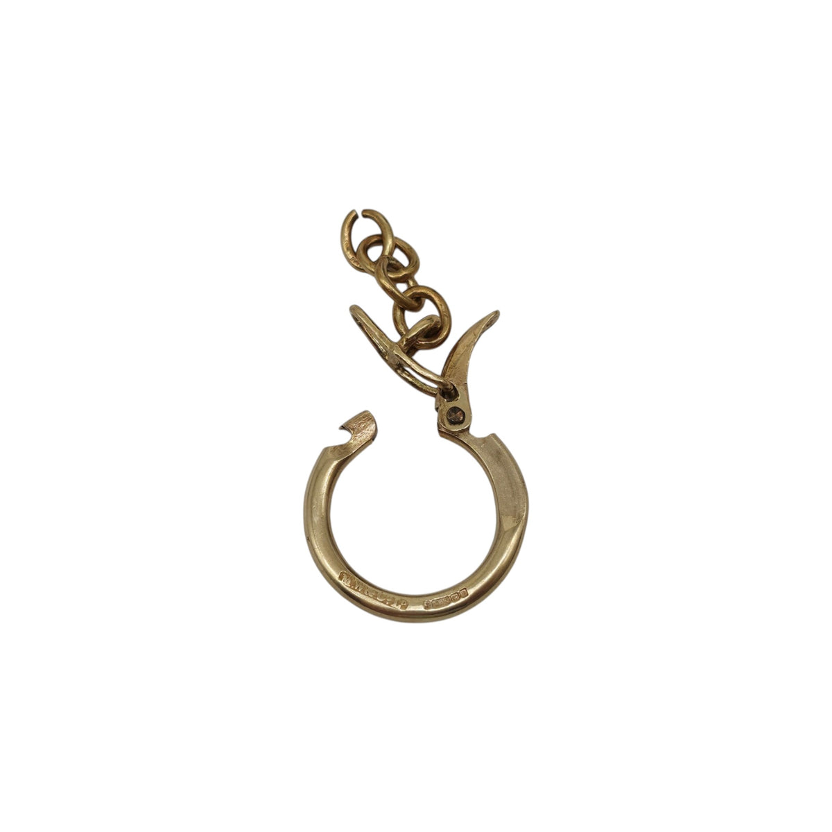 9ct 375 Yellow Gold Key Ring L 2.0 cm 4.7 g.