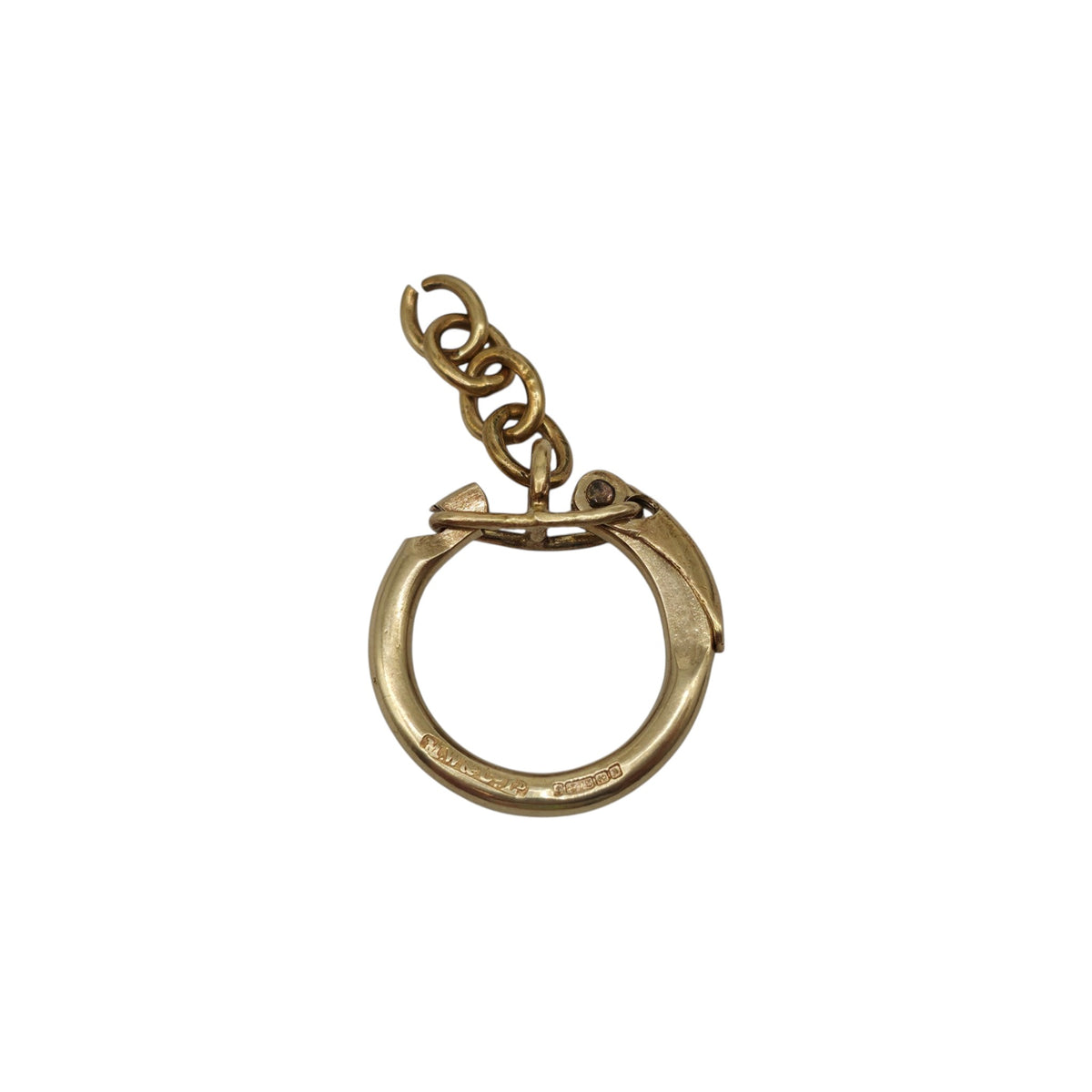 9ct 375 Yellow Gold Key Ring L 2.0 cm 4.7 g.
