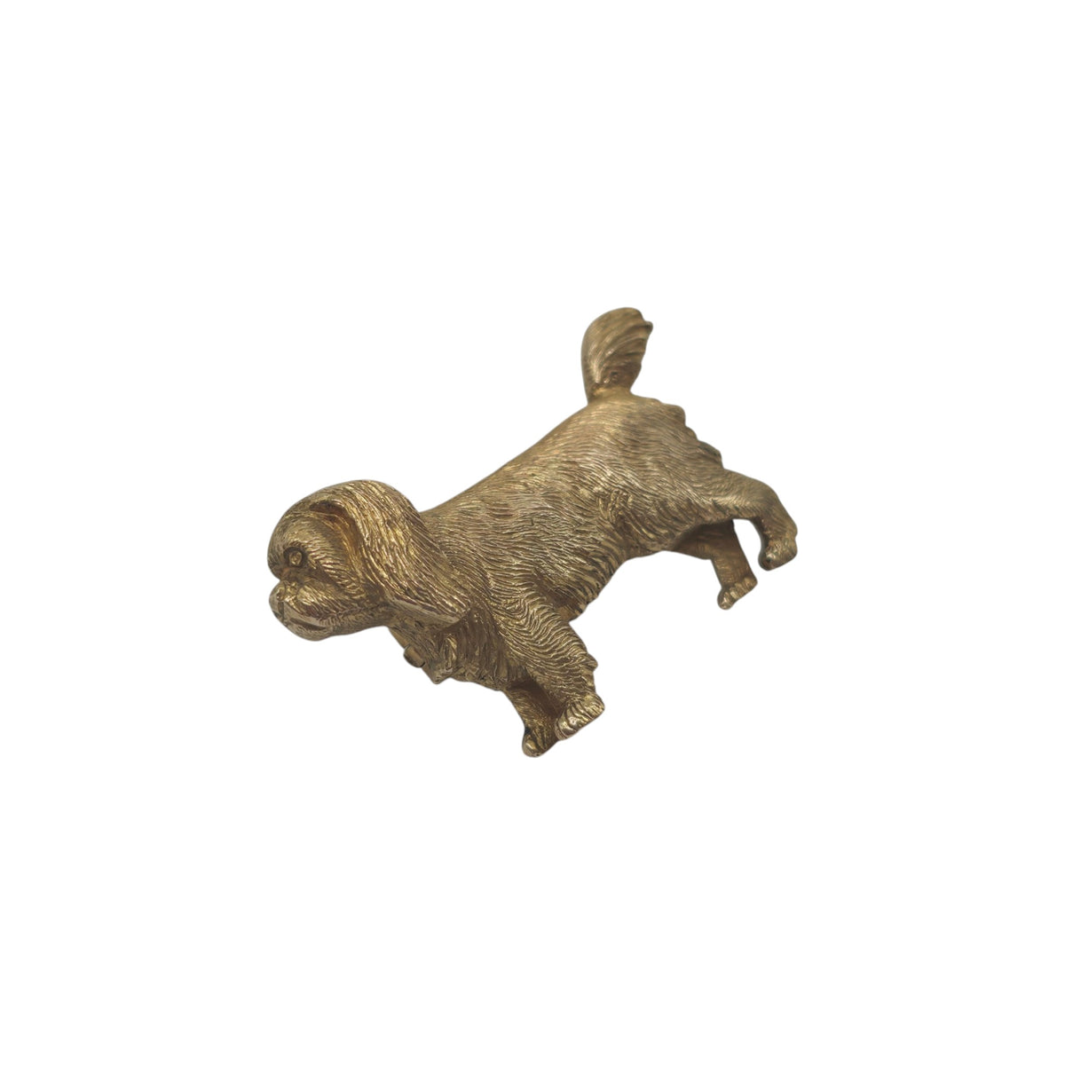 9ct 375 Yellow Gold King Charles Spaniel Brooch 1967 L 3.1 cm 8.1 g.