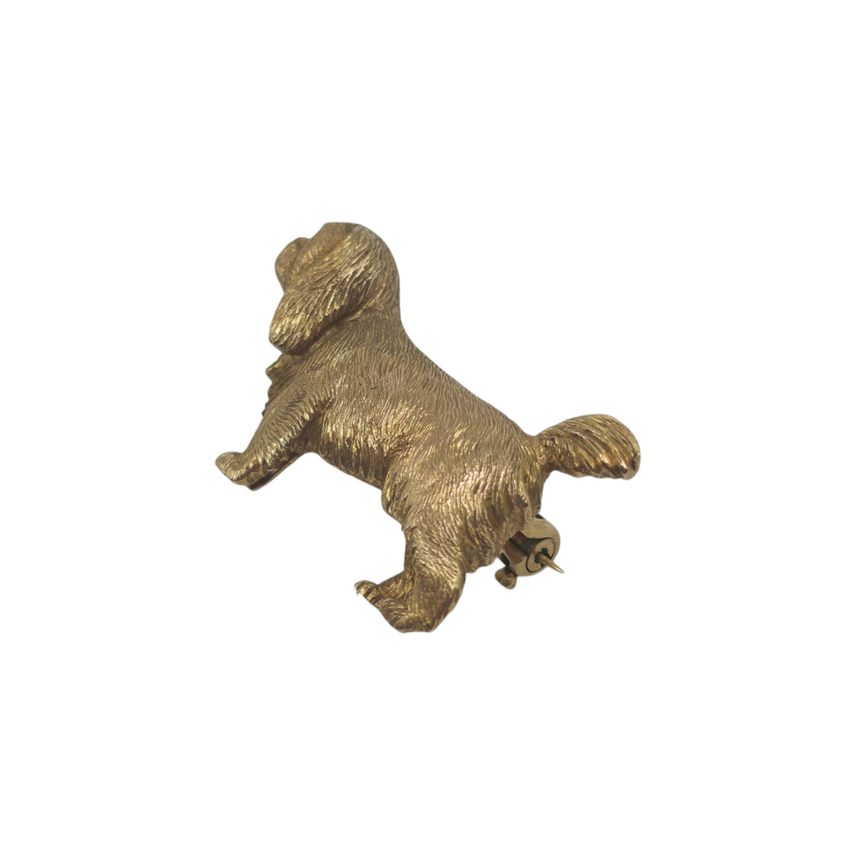 9ct 375 Yellow Gold King Charles Spaniel Brooch 1967 L 3.1 cm 8.1 g.