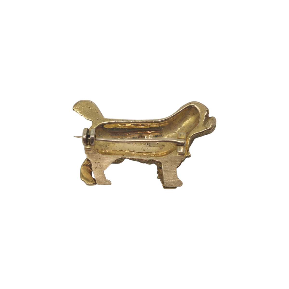 9ct 375 Yellow Gold King Charles Spaniel Brooch 1967 L 3.1 cm 8.1 g.