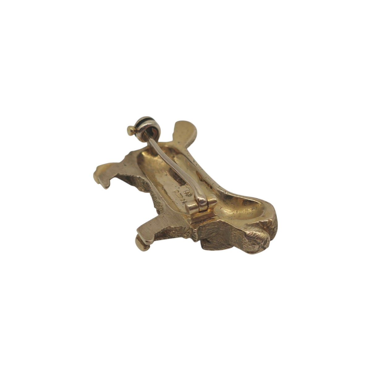 9ct 375 Yellow Gold King Charles Spaniel Brooch 1967 L 3.1 cm 8.1 g.