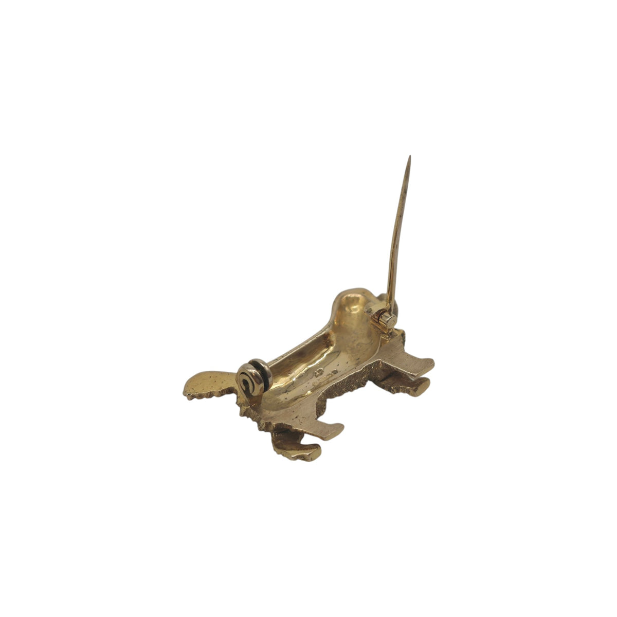 9ct 375 Yellow Gold King Charles Spaniel Brooch 1967 L 3.1 cm 8.1 g.