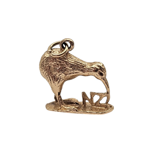 9ct Yellow Gold Kiwi Bird Charm L 1.4 cm 2.8 g.