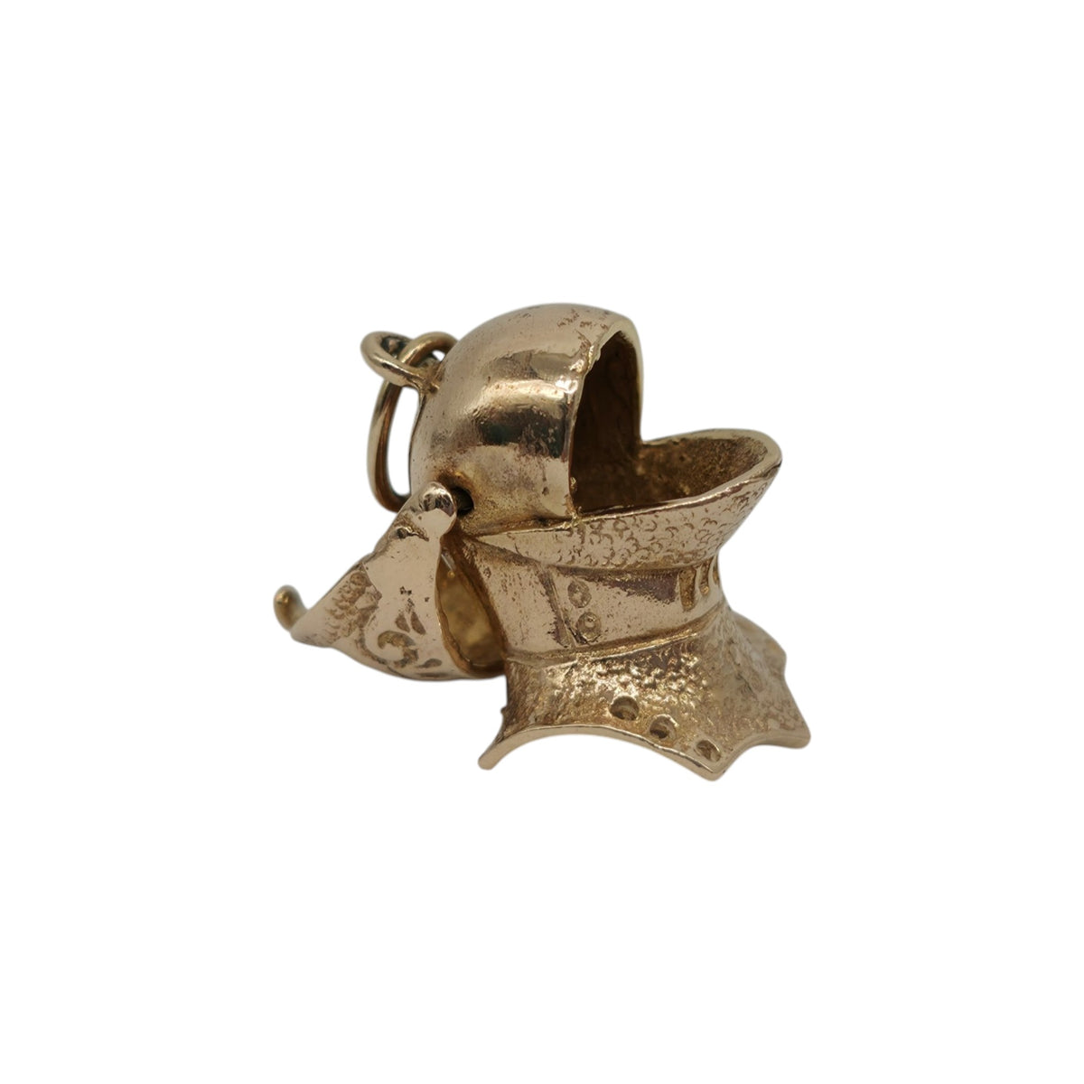 9ct 375 Yellow Gold Knight's Helmet Opening Charm 1965 L 1.9 cm 4.9 g.
