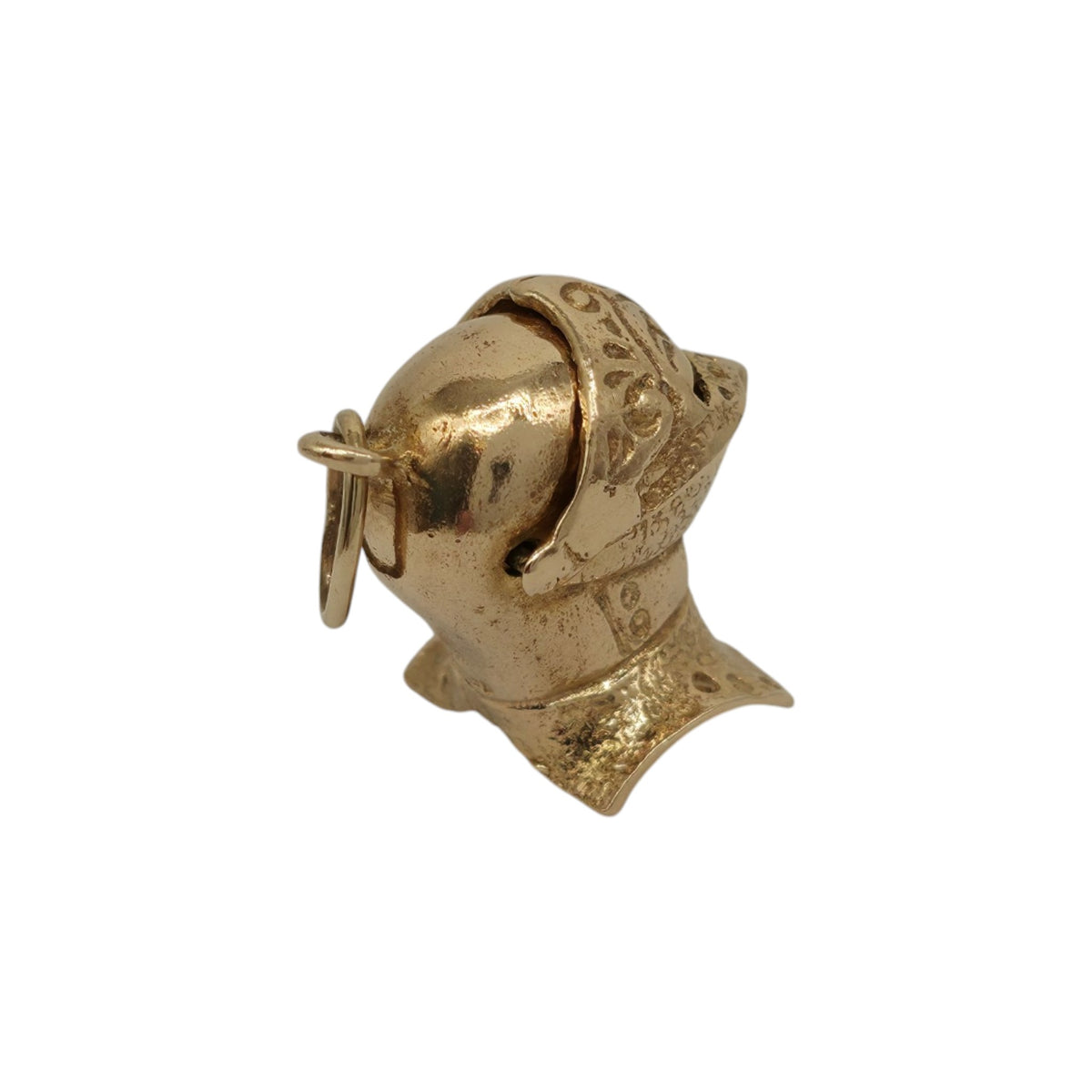 9ct 375 Yellow Gold Knight's Helmet Opening Charm 1965 L 1.9 cm 4.9 g.
