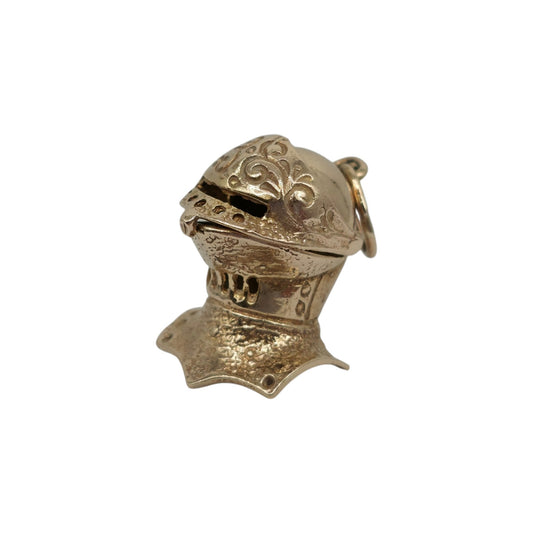 9ct 375 Yellow Gold Knight's Helmet Opening Charm 1965 L 1.9 cm 4.9 g.