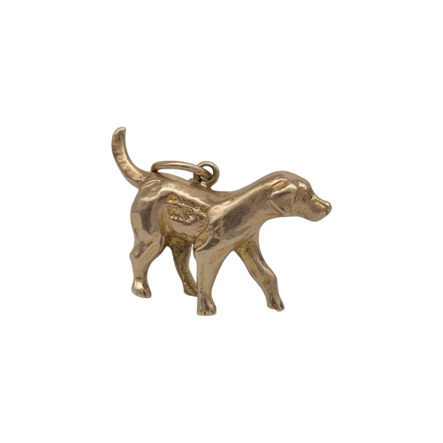 Chester 9ct 375 Yellow Gold Labrador Dog Charm 1956 L 2.1 cm 4.5 g.