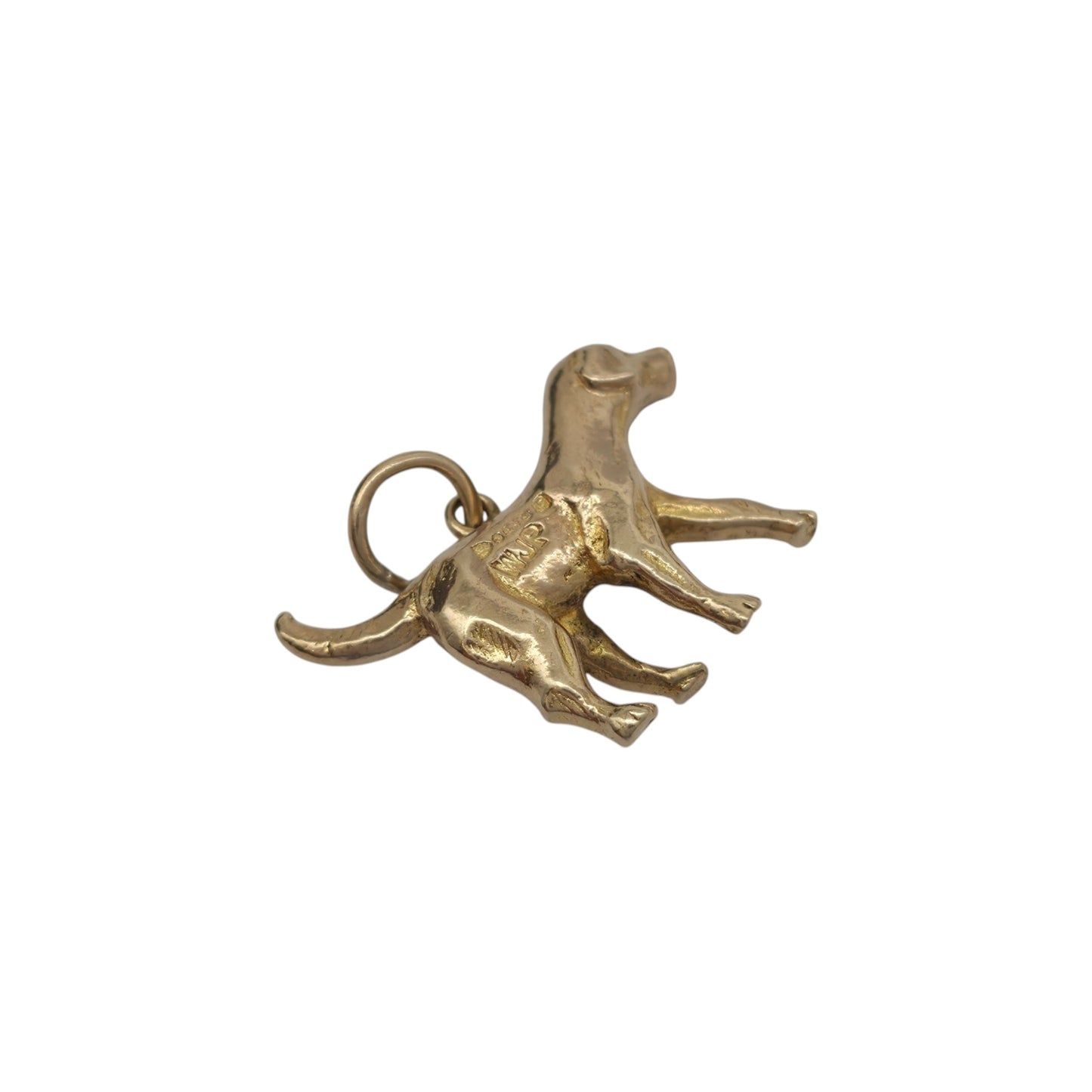 Chester 9ct 375 Yellow Gold Labrador Dog Charm 1956 L 2.1 cm 4.5 g.