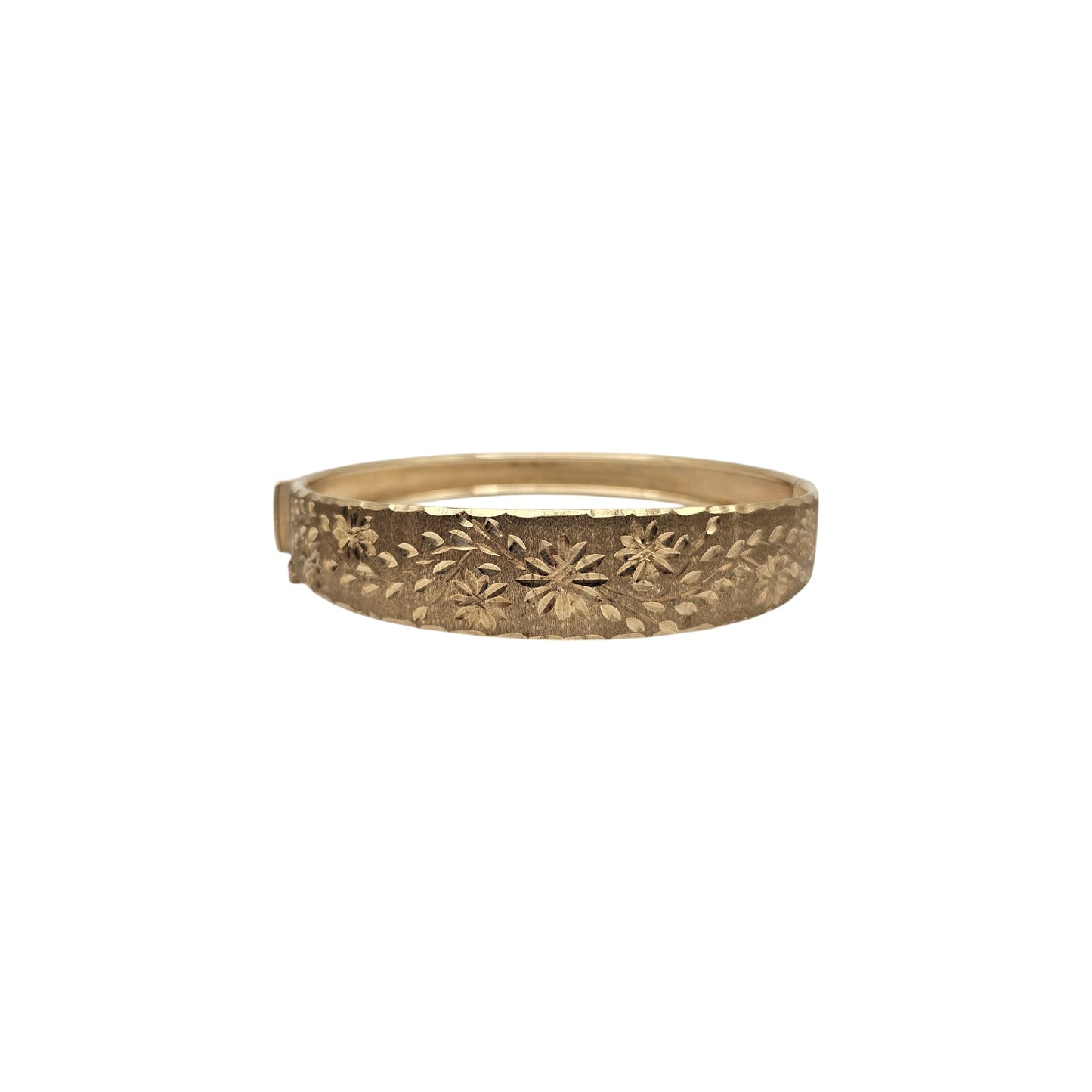 9ct 375 Yellow Gold Engraved Hinged Bangle 9.7 g.