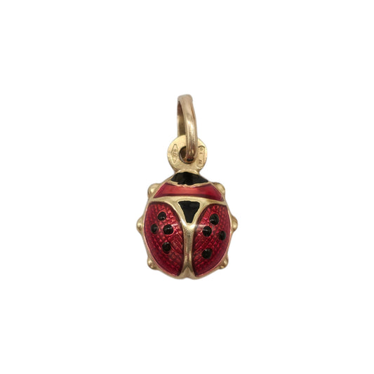 Unoaerre 9ct 375 Yellow Gold & Enamel Ladybird Charm L 1.0 cm 0.7 g.
