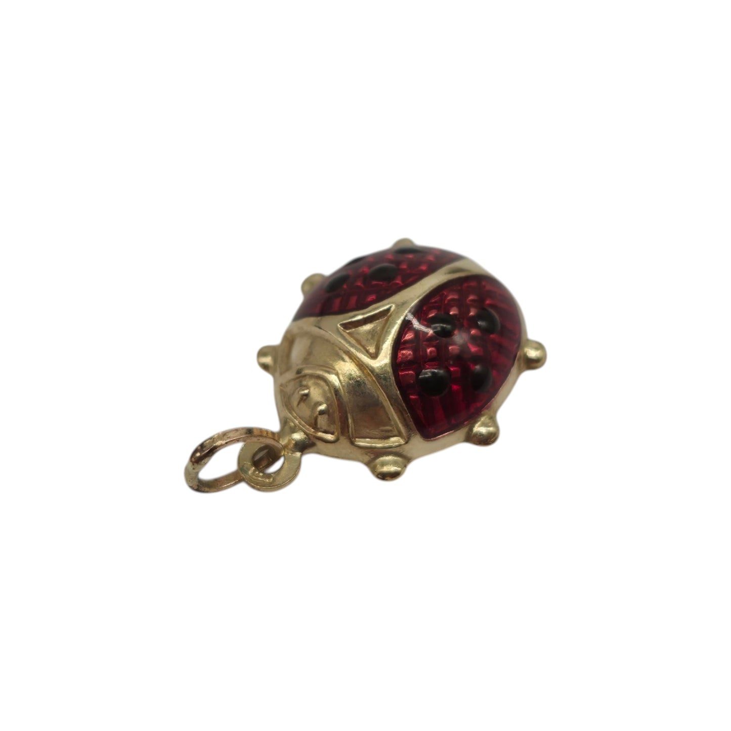 9ct 375 Yellow Gold & Enamel Ladybird Charm L 1.3 cm 0.7 g.