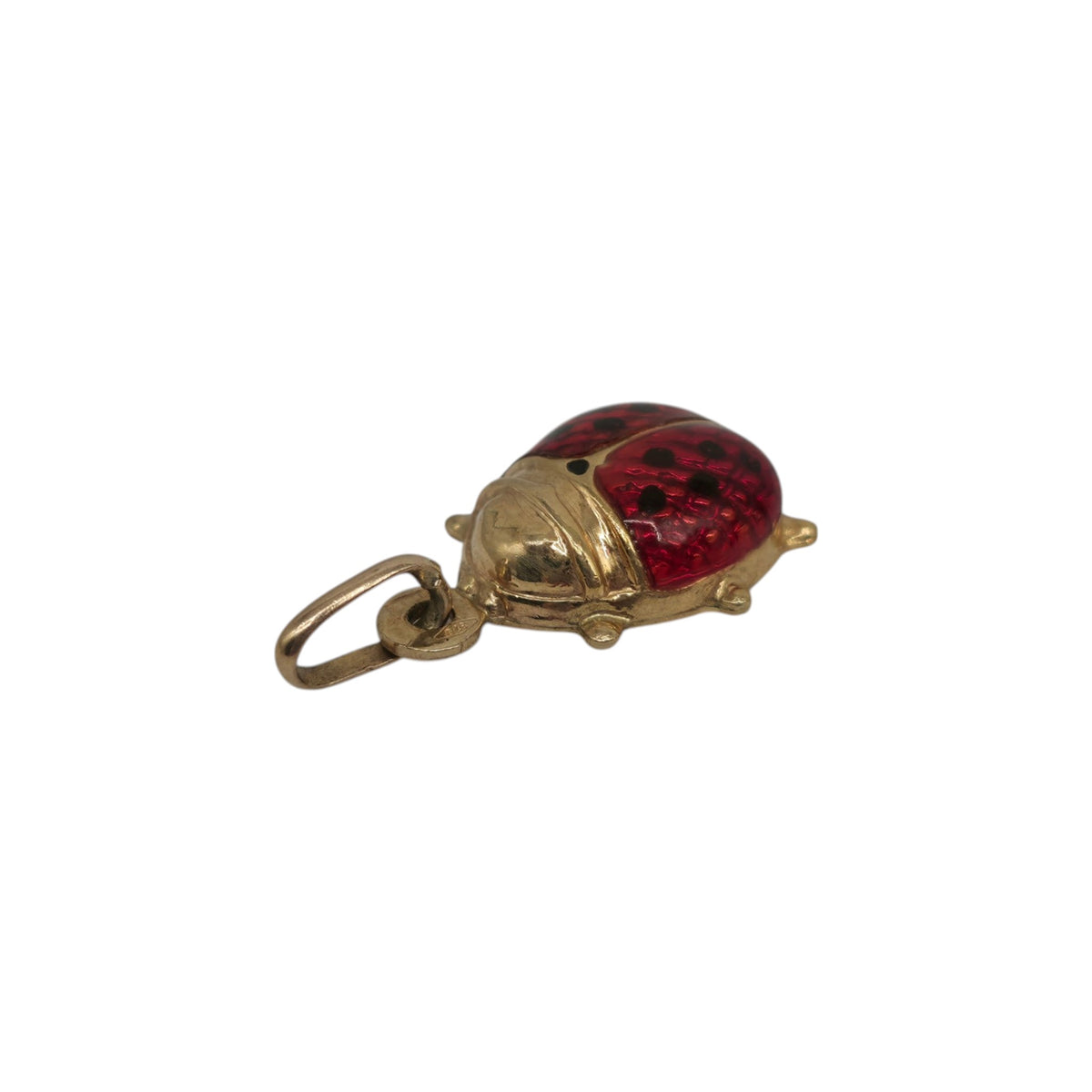 Unoaerre 9ct 375 Yellow Gold & Enamel Ladybird Charm L 1.3 cm 1.0 g.