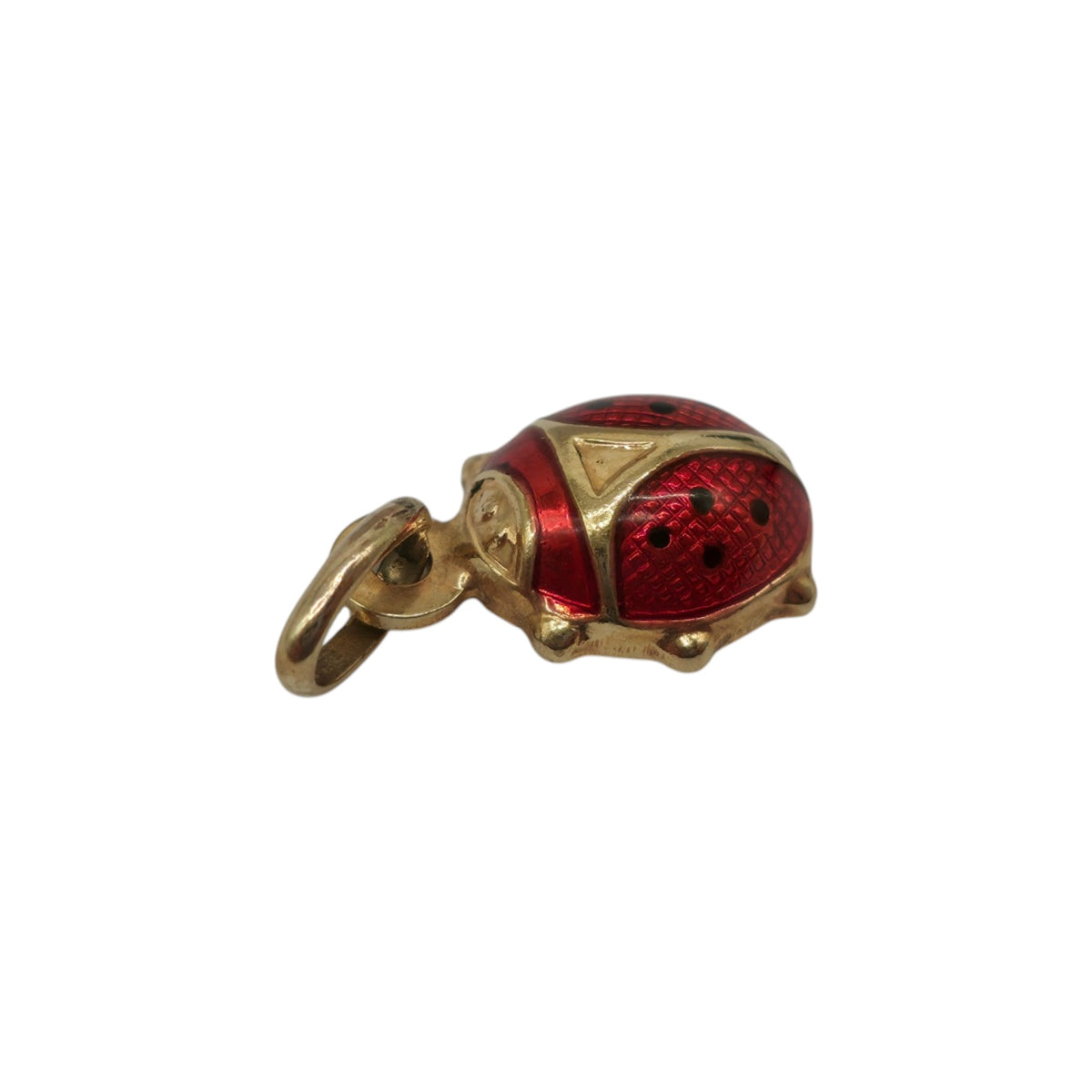 Unoaerre 9ct 375 Yellow Gold & Enamel Ladybird Charm L 1.0 cm 0.8 g.