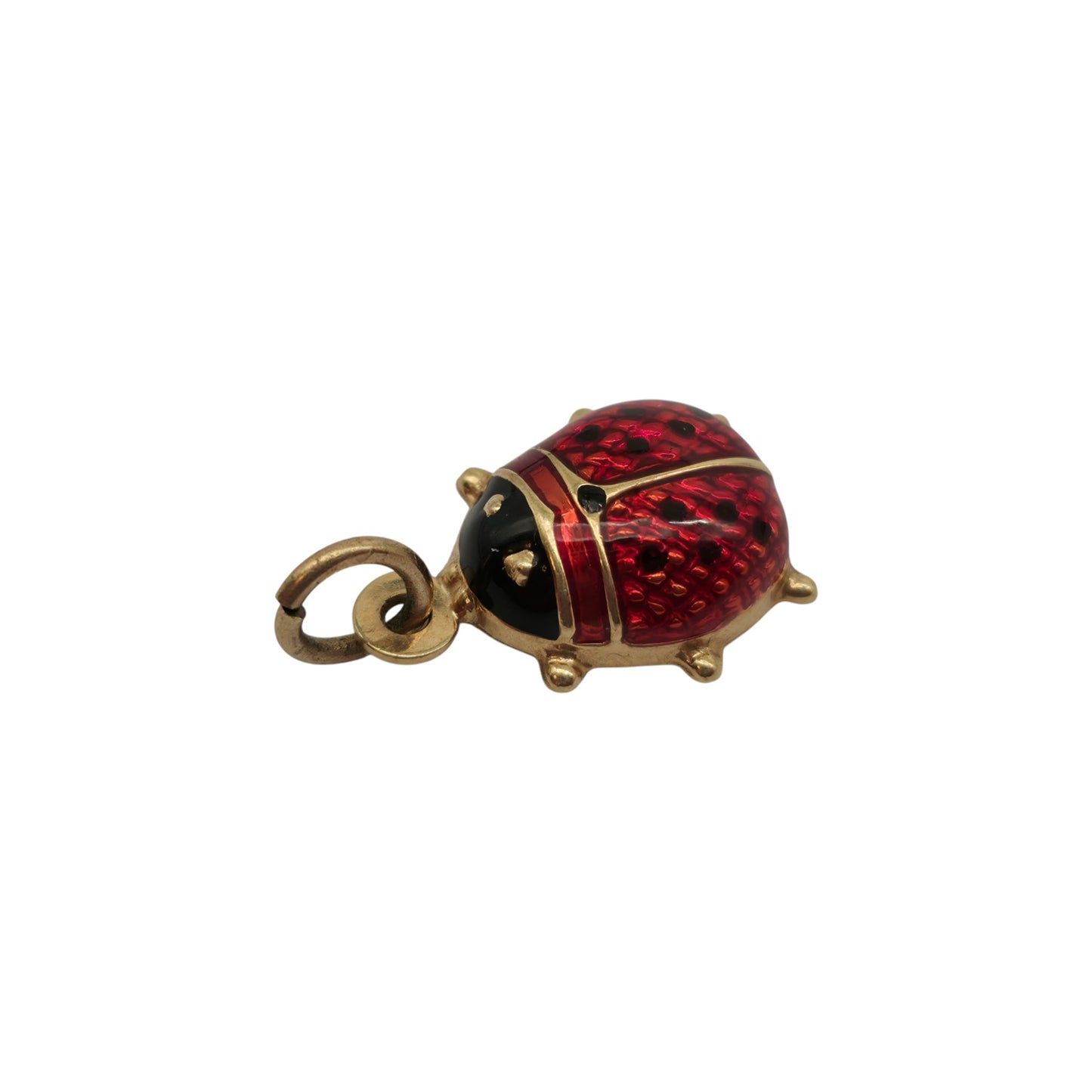 Unoaerre 9ct 375 Yellow Gold & Enamel Ladybird Charm L 1.2 cm 1.0 g.