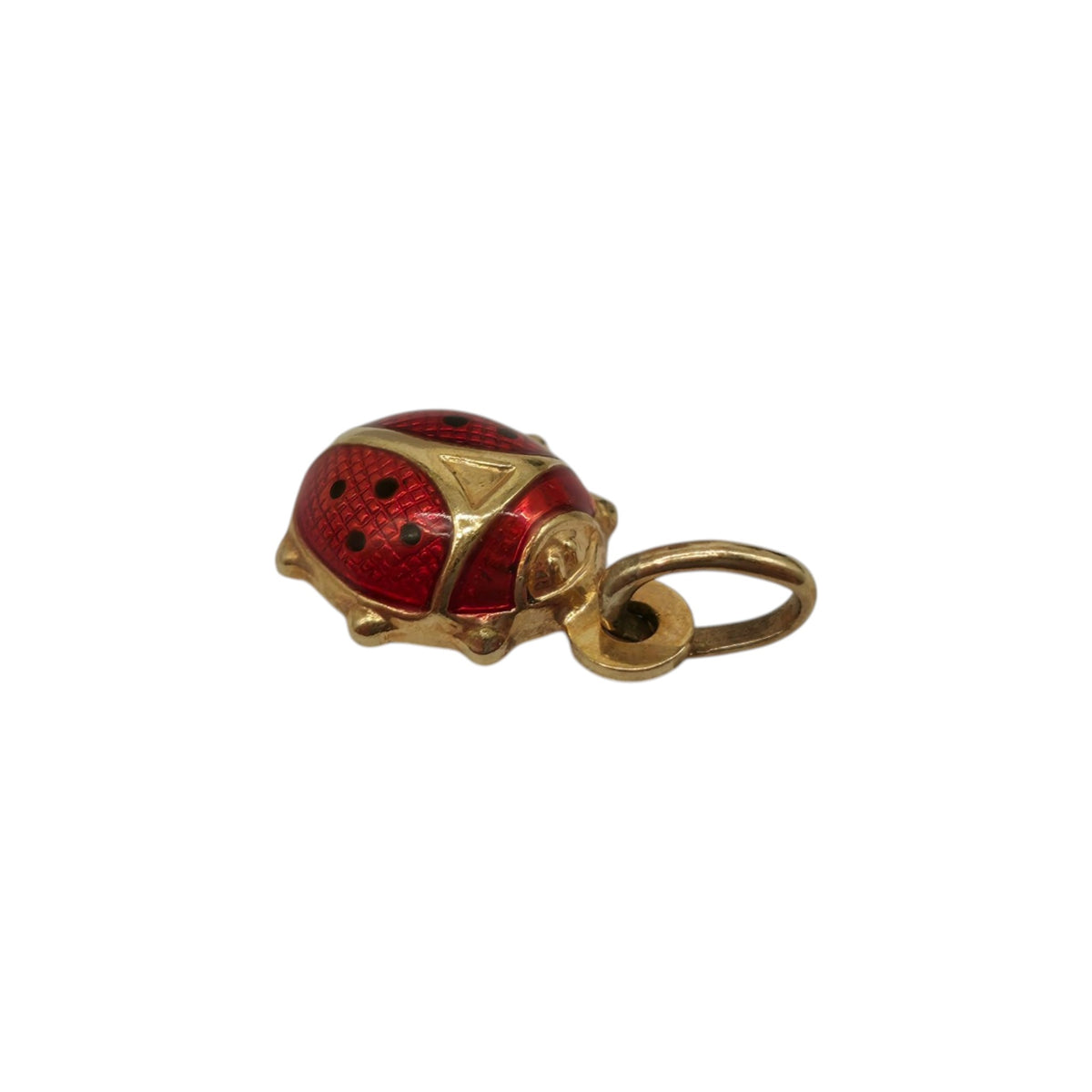 Unoaerre 9ct 375 Yellow Gold & Enamel Ladybird Charm L 1.0 cm 0.8 g.