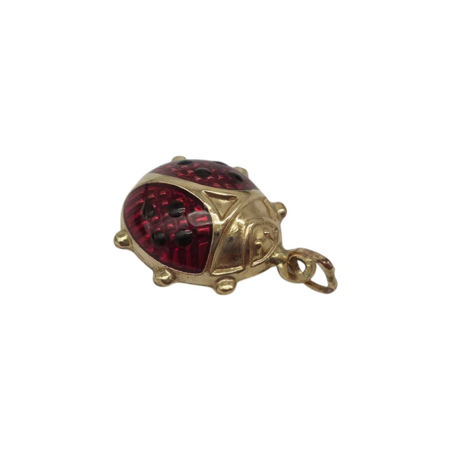 9ct 375 Yellow Gold & Enamel Ladybird Charm L 1.3 cm 0.7 g.