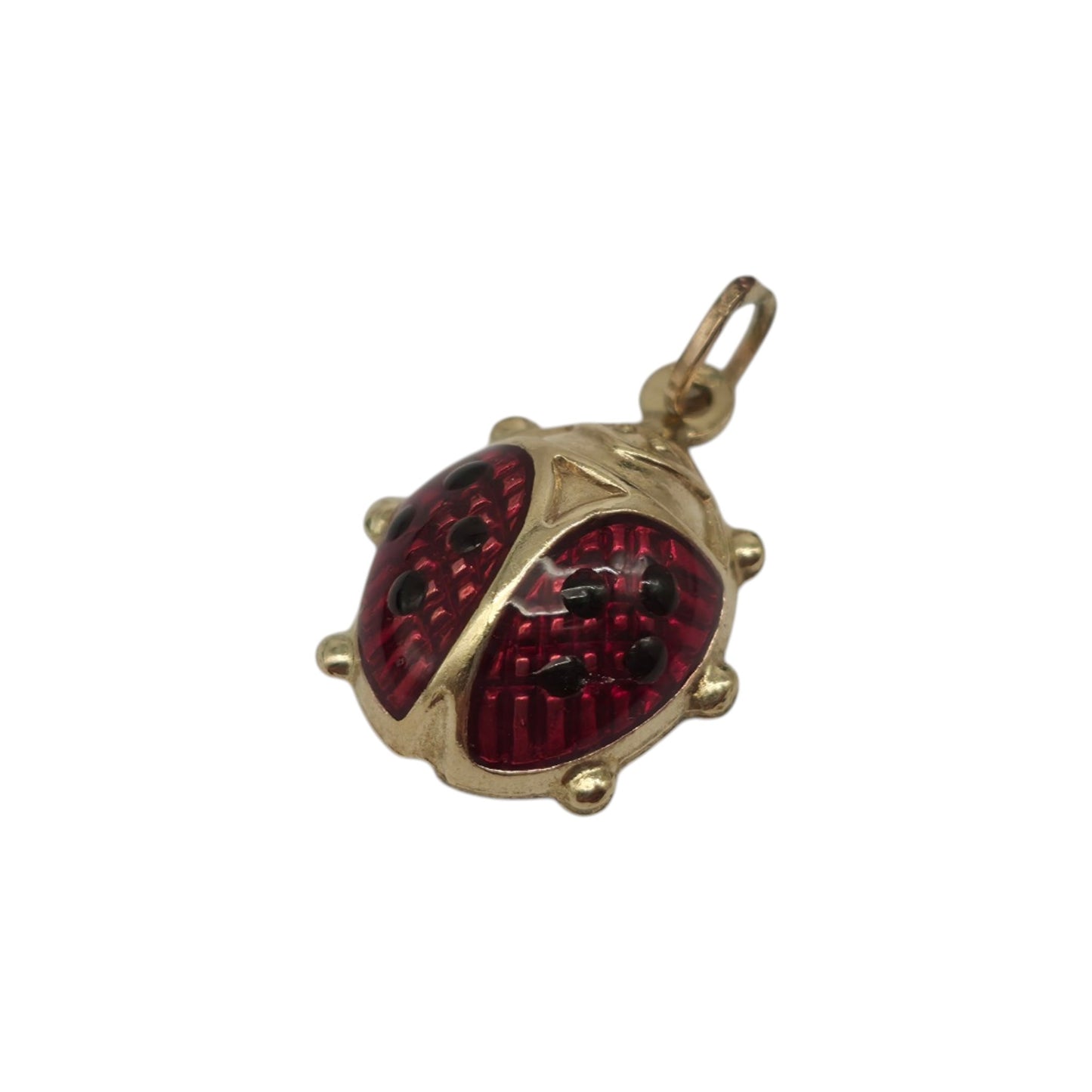 9ct 375 Yellow Gold & Enamel Ladybird Charm L 1.3 cm 0.7 g.