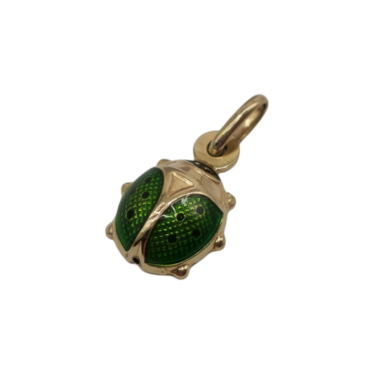 Unoaerre 9ct 375 Yellow Gold & Enamel Ladybird Charm L 1.0 cm 0.8 g.