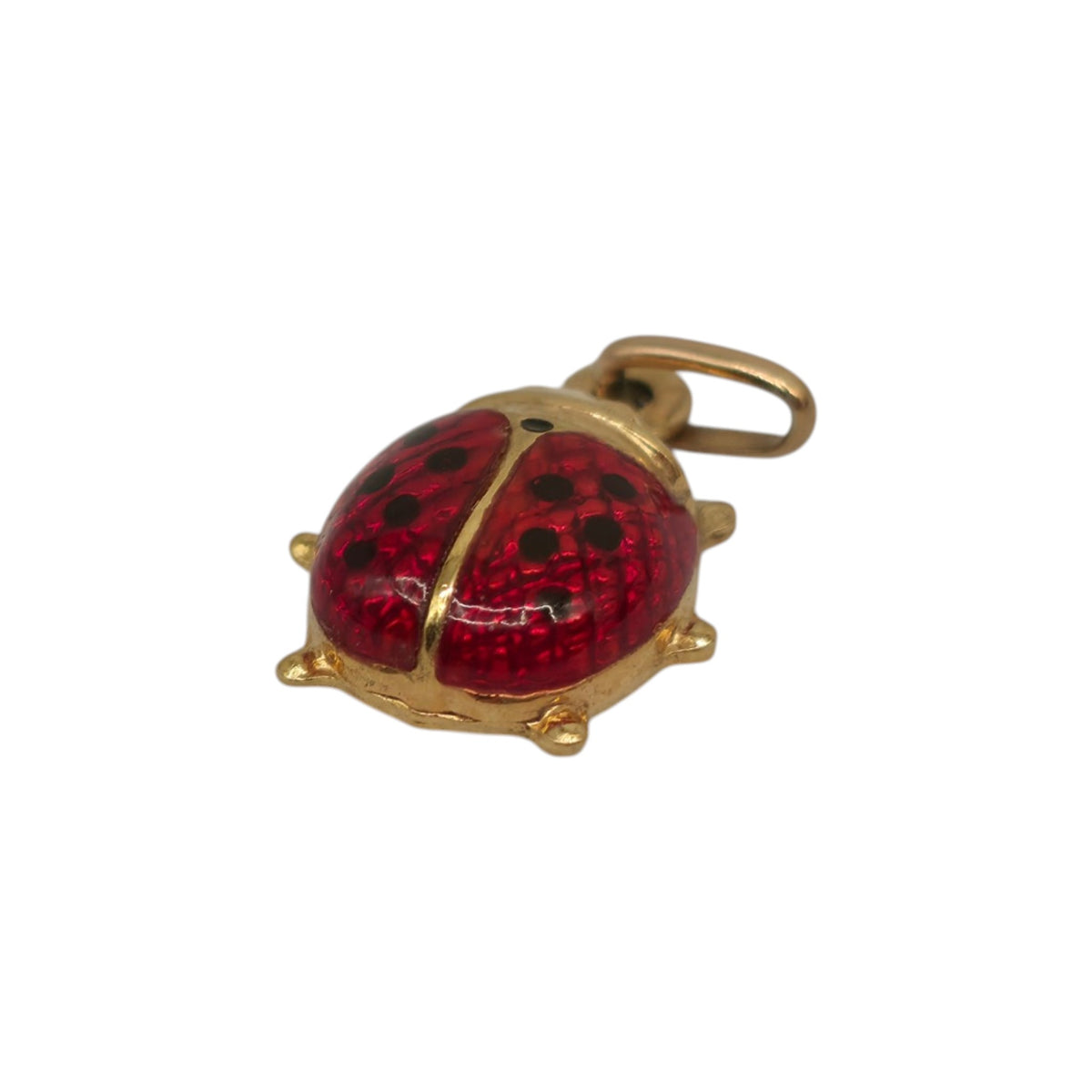 Unoaerre 9ct 375 Yellow Gold & Enamel Ladybird Charm L 1.3 cm 1.0 g.