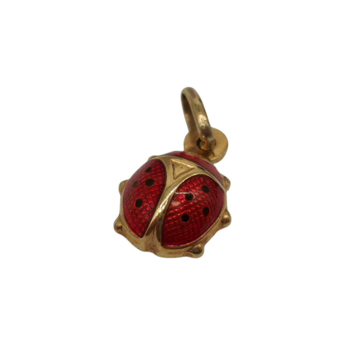 Unoaerre 9ct 375 Yellow Gold & Enamel Ladybird Charm L 1.0 cm 0.8 g.