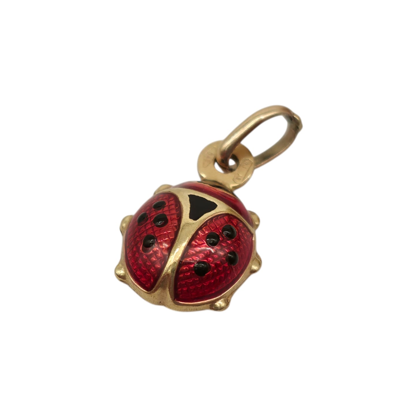 Unoaerre 9ct 375 Yellow Gold & Enamel Ladybird Charm L 1.0 cm 0.7 g.